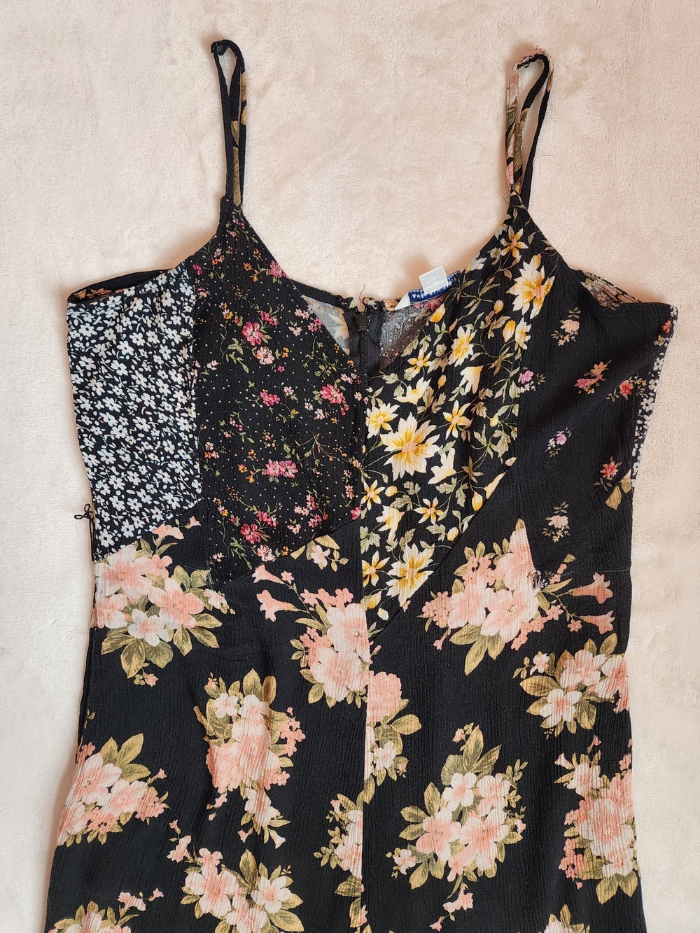 Floral Patchwork Flared Wide-Leg Jumpsuit Romper Romantic Boho Women's Medium - Picture 8 of 12